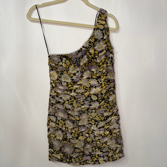 Zara Dresses & Skirts - Zara Purple and Gold One Shoulder Dress Cocktail NWT